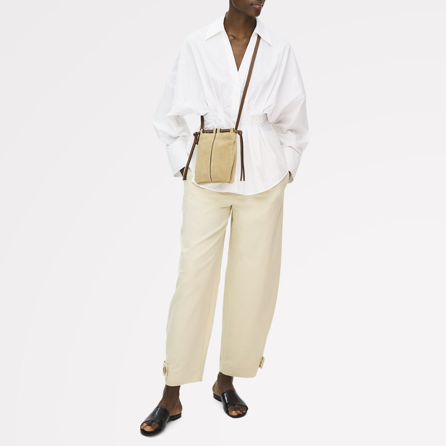 The Connaught - Suede Small Open Top Cross Body Sahara - 113837