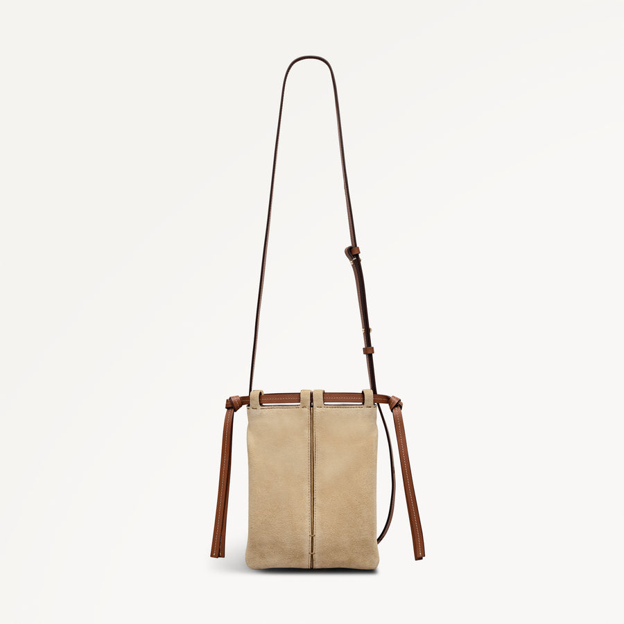 The Connaught - Suede Small Open Top Cross Body Sahara - 113837