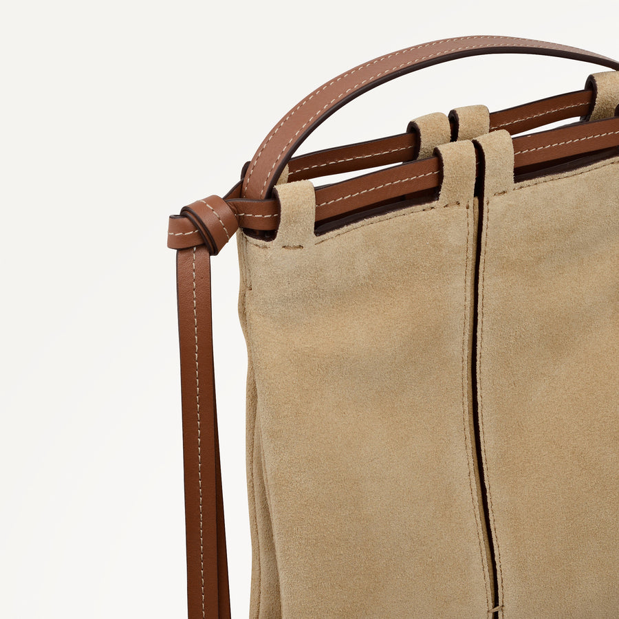 The Connaught - Suede Small Open Top Cross Body Sahara - 113837