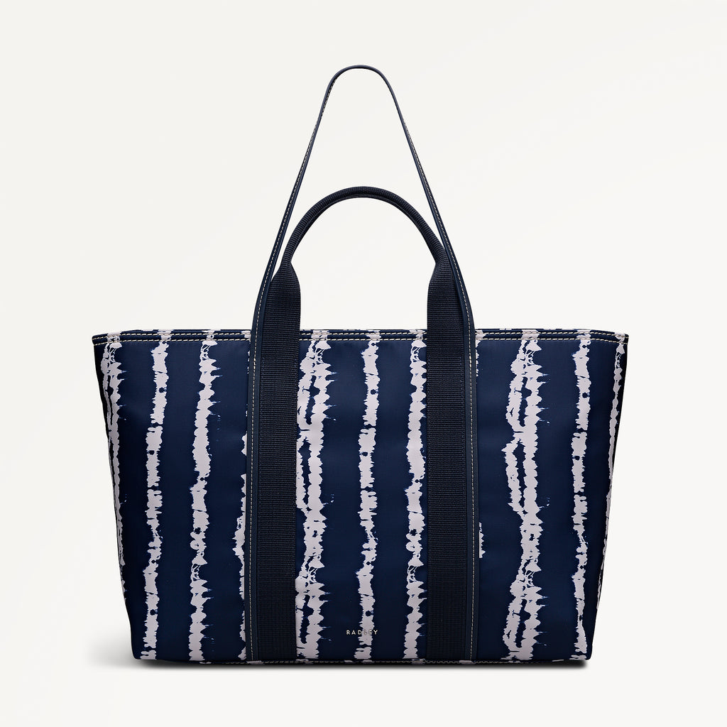 Halley Row - Tie Dye Stripe Large Ziptop Tote Naval - 113847