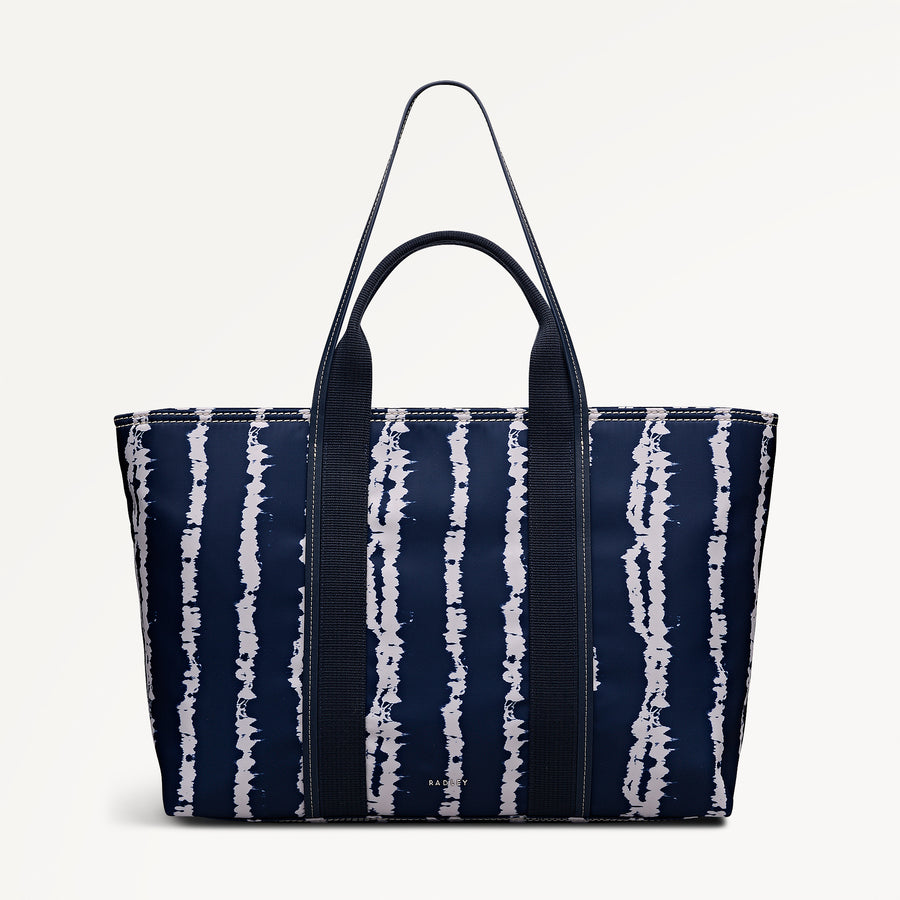 Halley Row - Tie Dye Stripe Large Ziptop Tote Naval - 113847