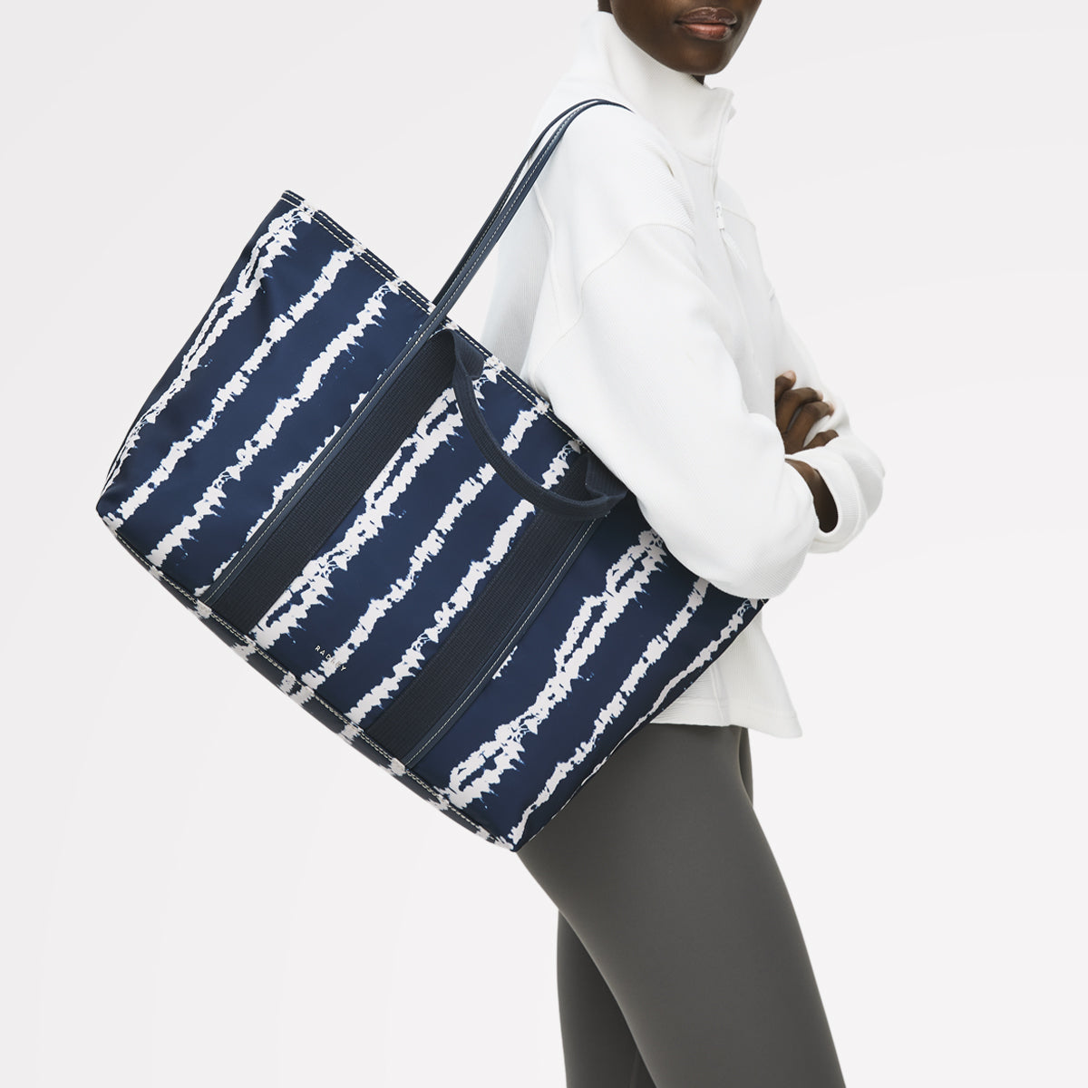Halley Row - Tie Dye Stripe Large Ziptop Tote Naval - 113847