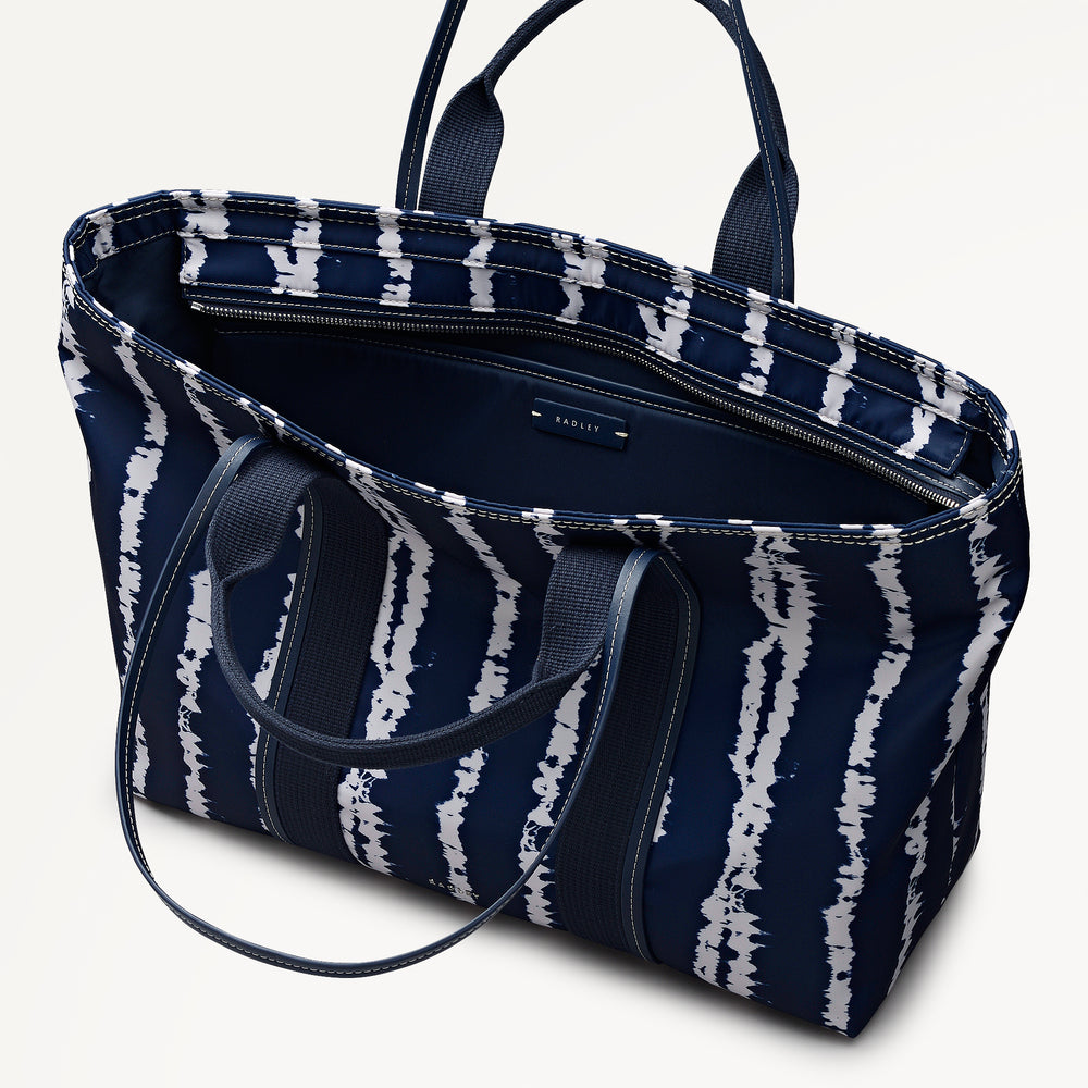 Halley Row - Tie Dye Stripe Large Ziptop Tote Naval - 113847