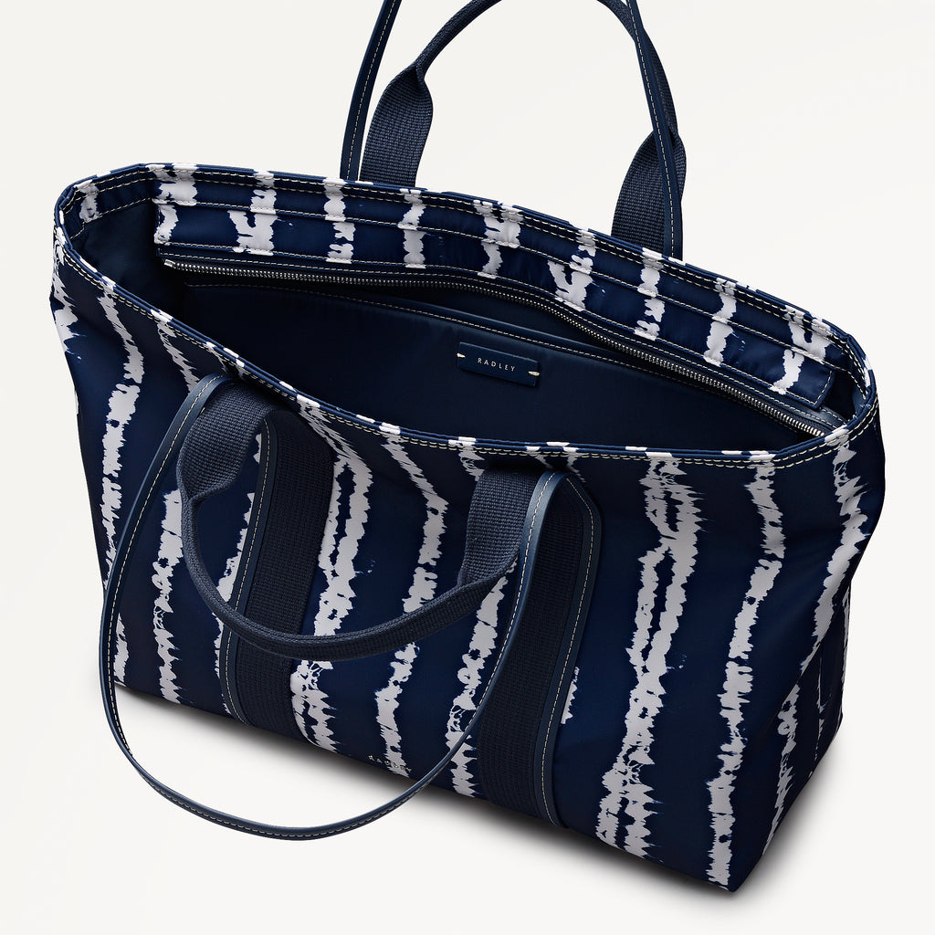 Halley Row - Tie Dye Stripe Large Ziptop Tote Naval - 113847