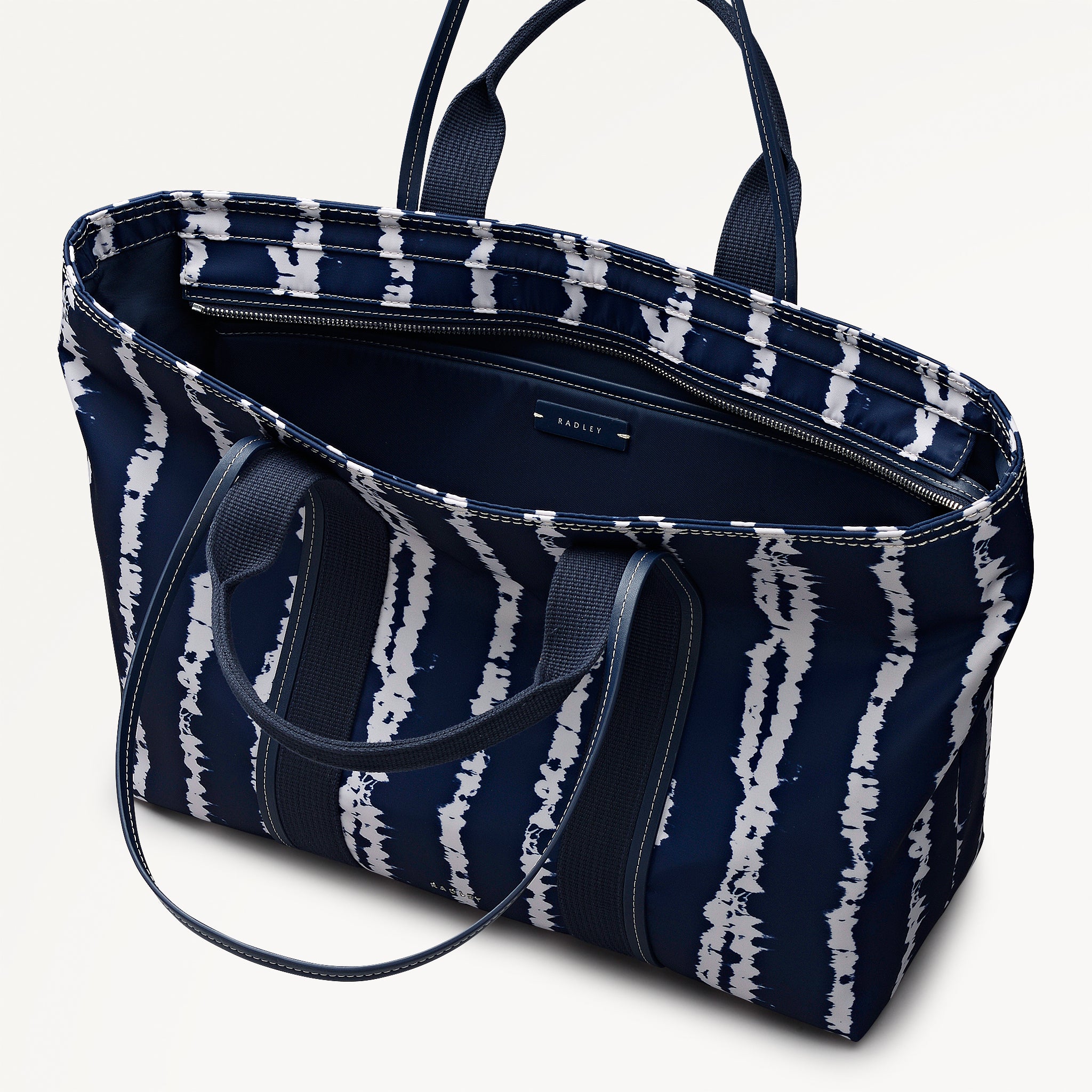 Halley Row - Tie Dye Stripe Large Ziptop Tote Naval - 113847