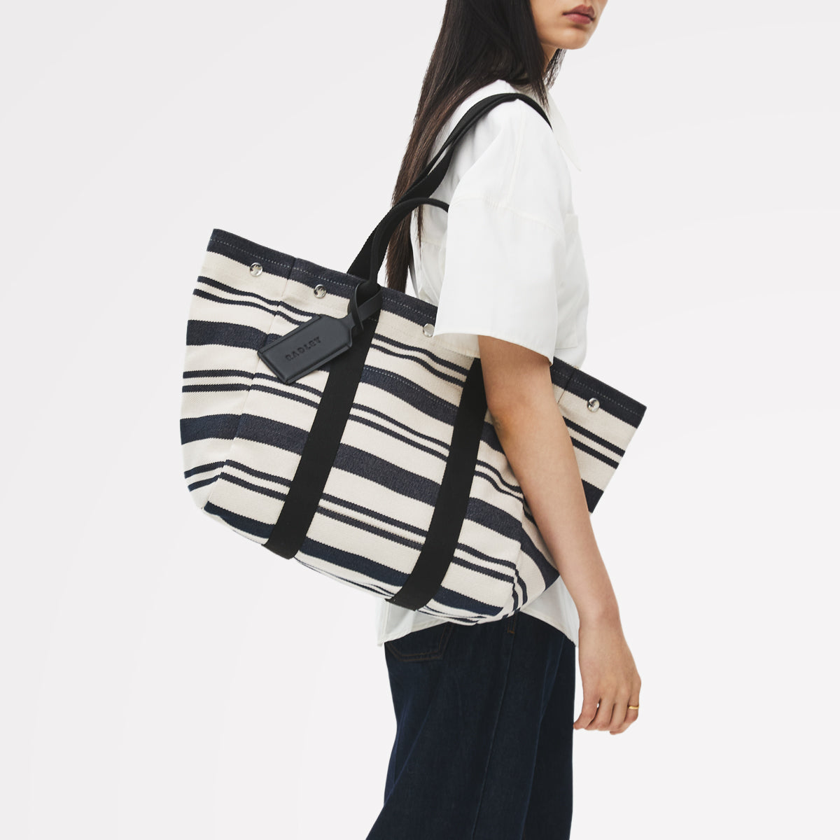 Hadleigh Place - Stripe Large Open Top Tote Natural - 113873