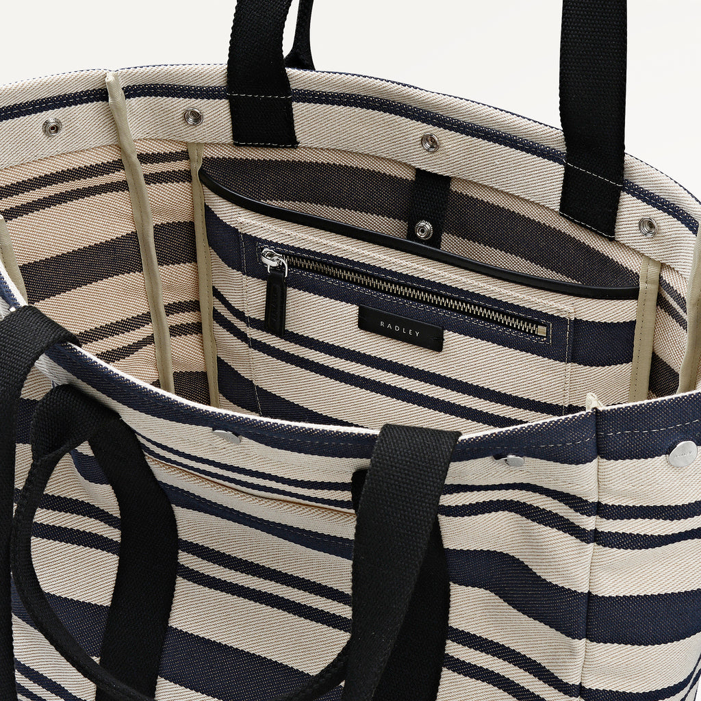 Hadleigh Place - Stripe Large Open Top Tote Natural - 113873