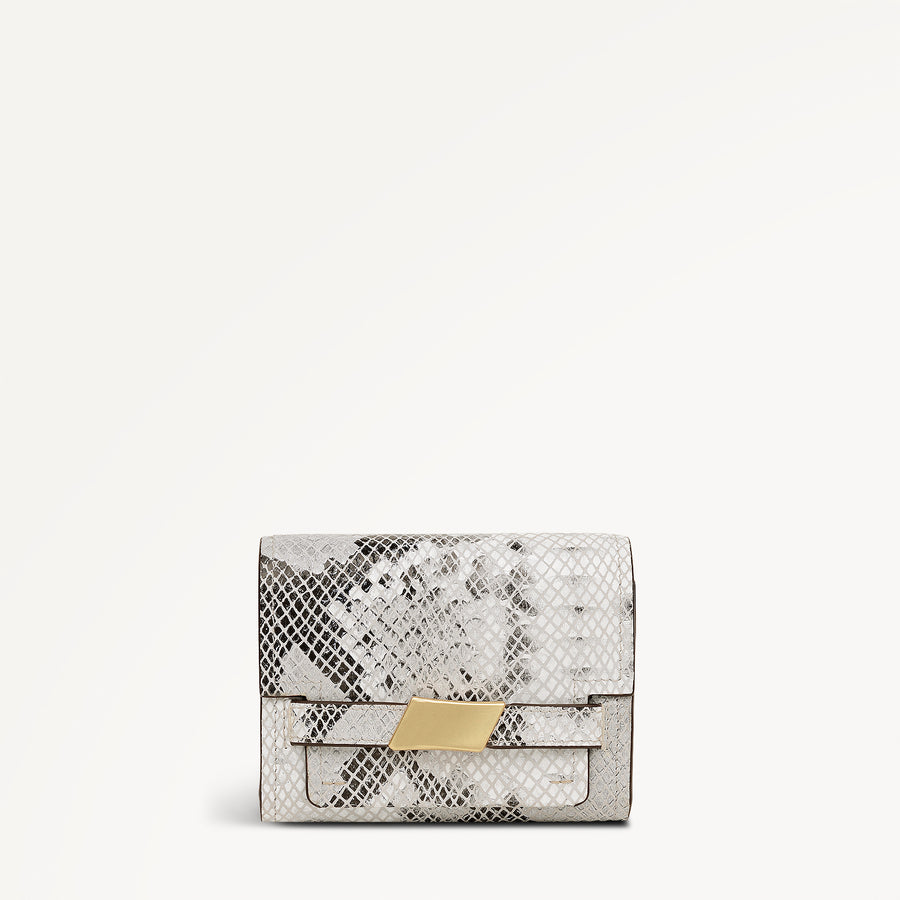 The Christina - Faux Snake Medium Flapover Purse Salt