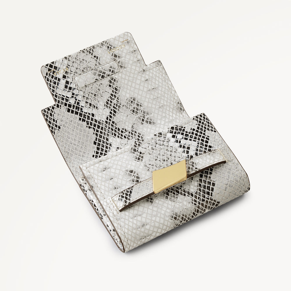 The Christina - Faux Snake Medium Flapover Purse Salt