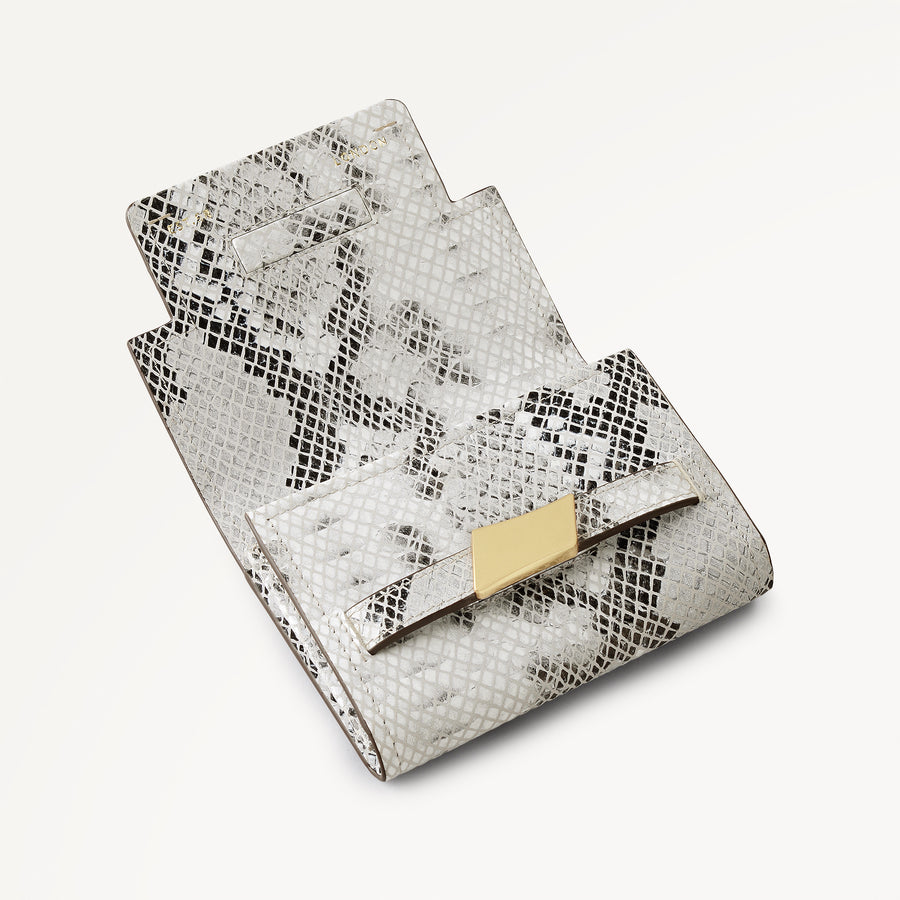 The Christina - Faux Snake Medium Flapover Purse Salt
