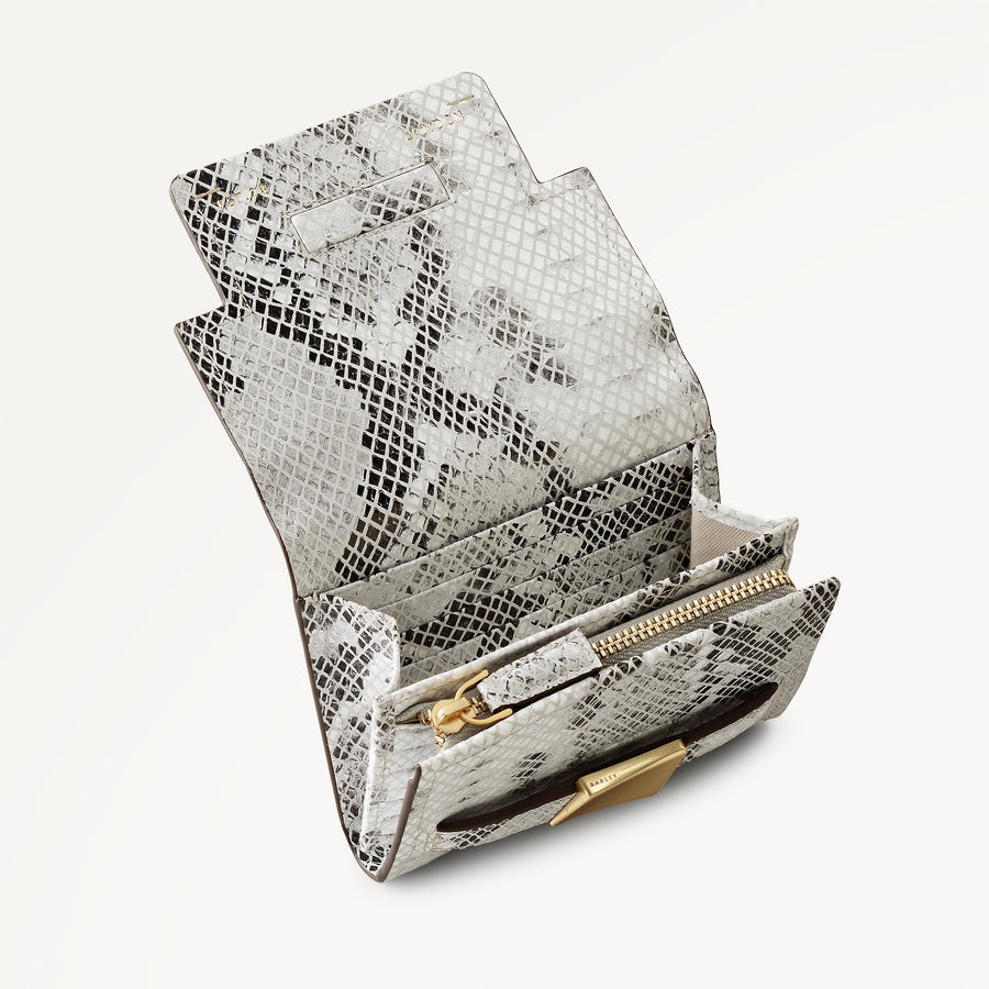 The Christina - Faux Snake Medium Flapover Purse Salt