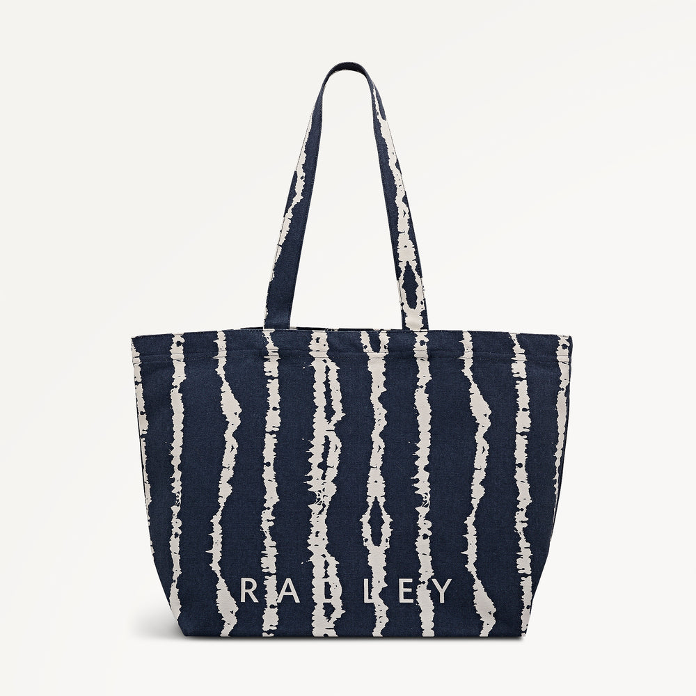 Tie Dye Stripe Large East West Open Top Tote Naval - 113930