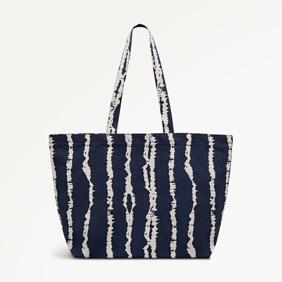 Tie Dye Stripe Large East West Open Top Tote Naval - 113930