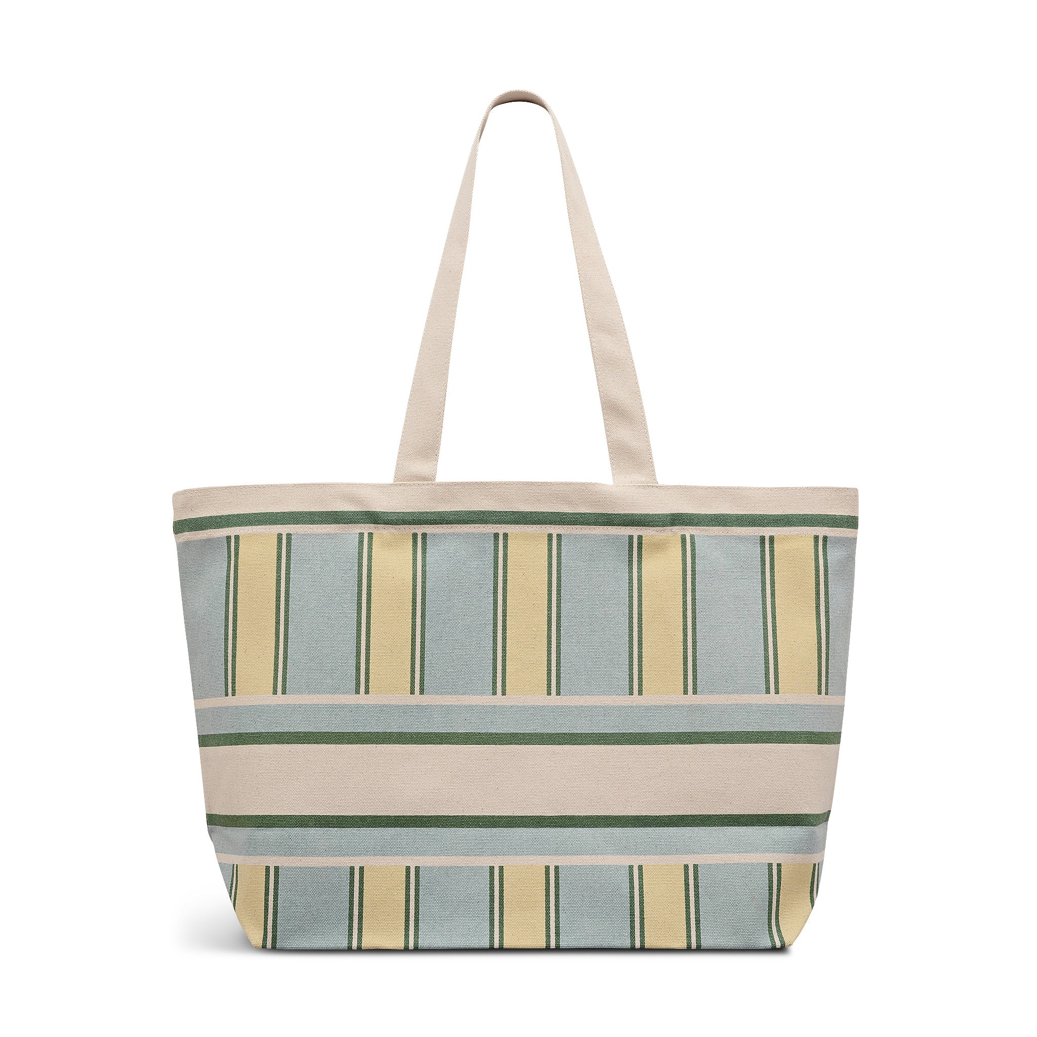 Cabana Stripe Large East West Open Top Tote Green Water - 113934