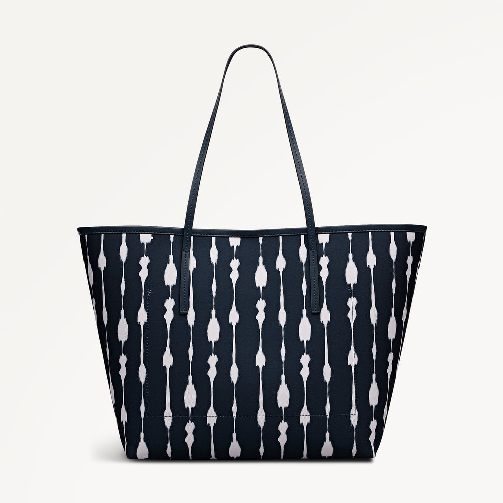 ADDISON TIE DYE STRIPE LARGE OPEN TOP TOTE NAVAL
