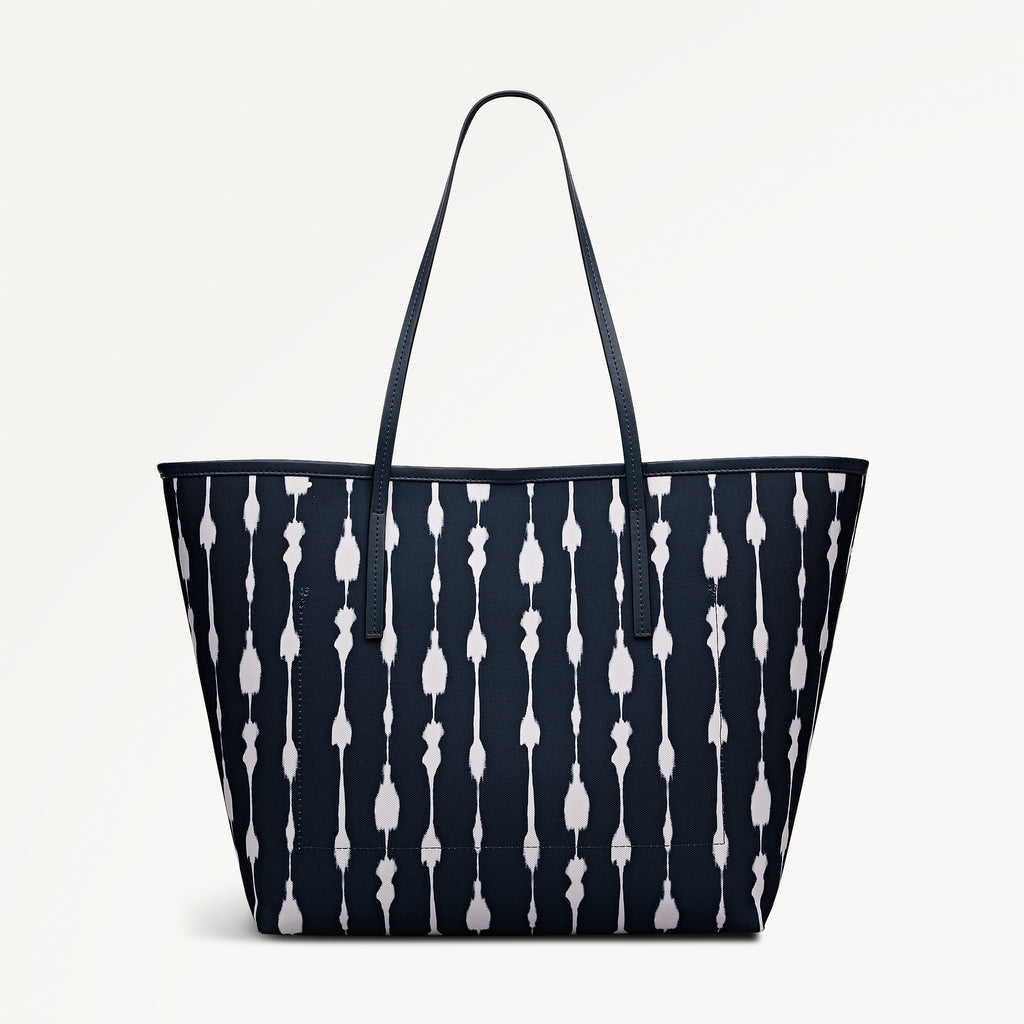 ADDISON TIE DYE STRIPE LARGE OPEN TOP TOTE NAVAL