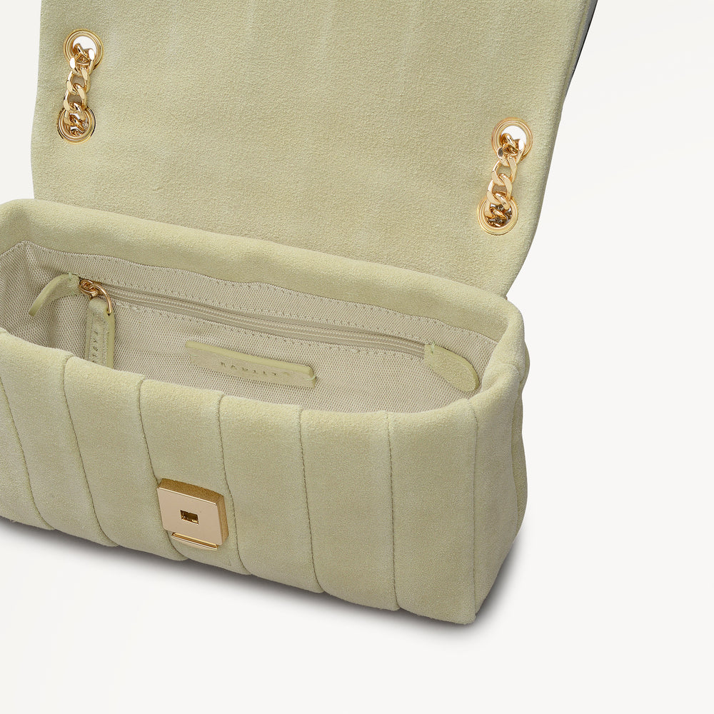 Burton Way - Quilt Suede Small Flapover Cross Body Lemongrass - 113991