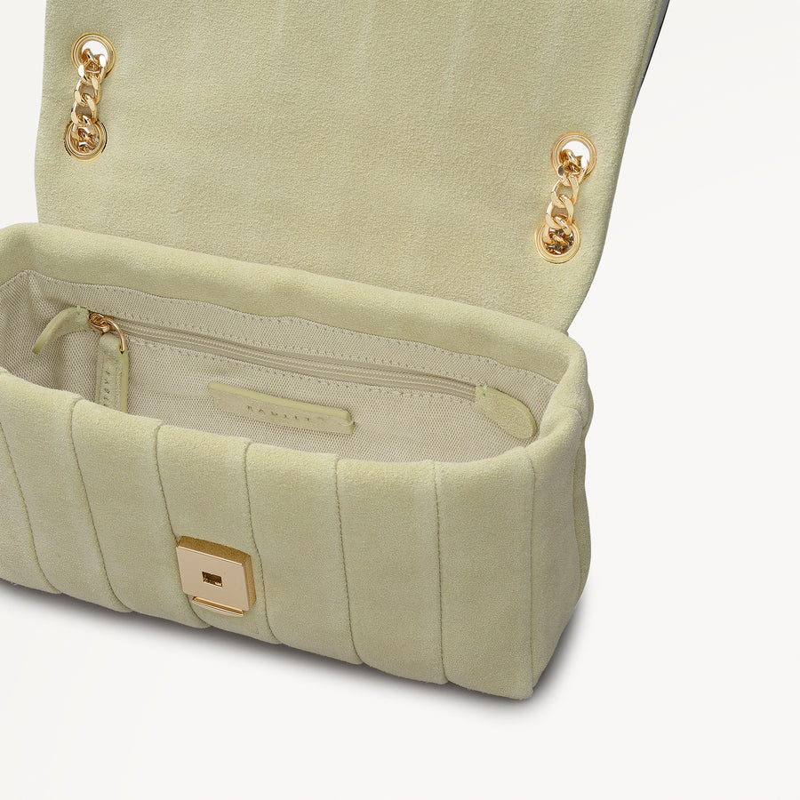 Burton Way - Quilt Suede Small Flapover Cross Body Lemongrass - 113991