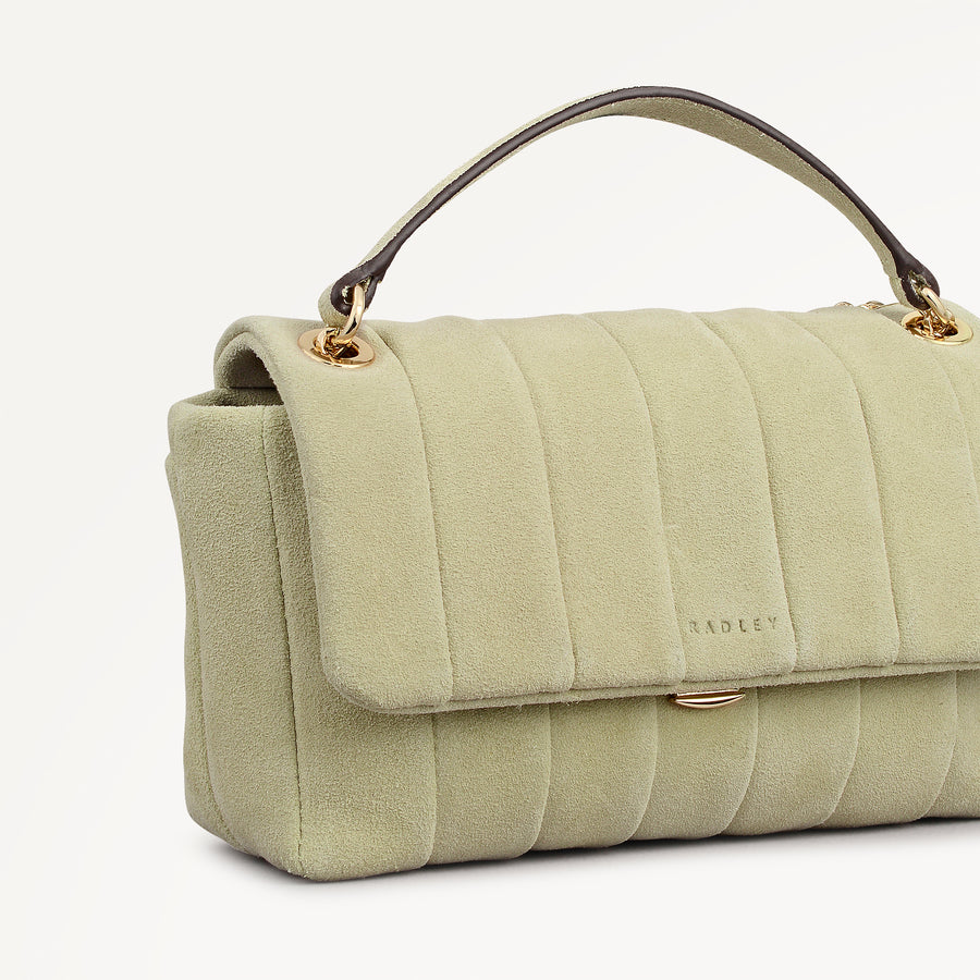 Burton Way - Quilt Suede Small Flapover Cross Body Lemongrass - 113991