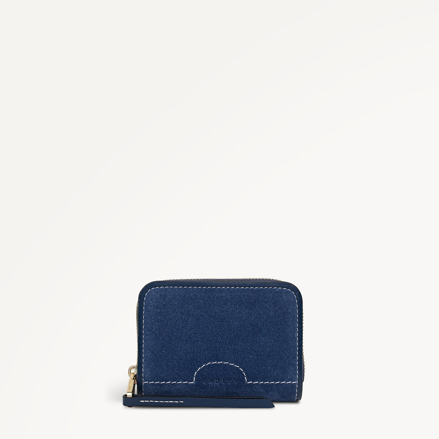 Bramwell Lane - Suede Small Zip Around Purse Naval - 114084