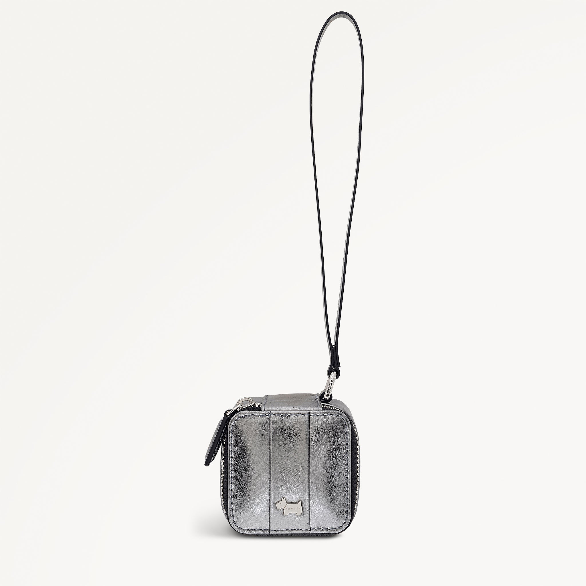 Cube Charm Leather Zip Around Bag Charm