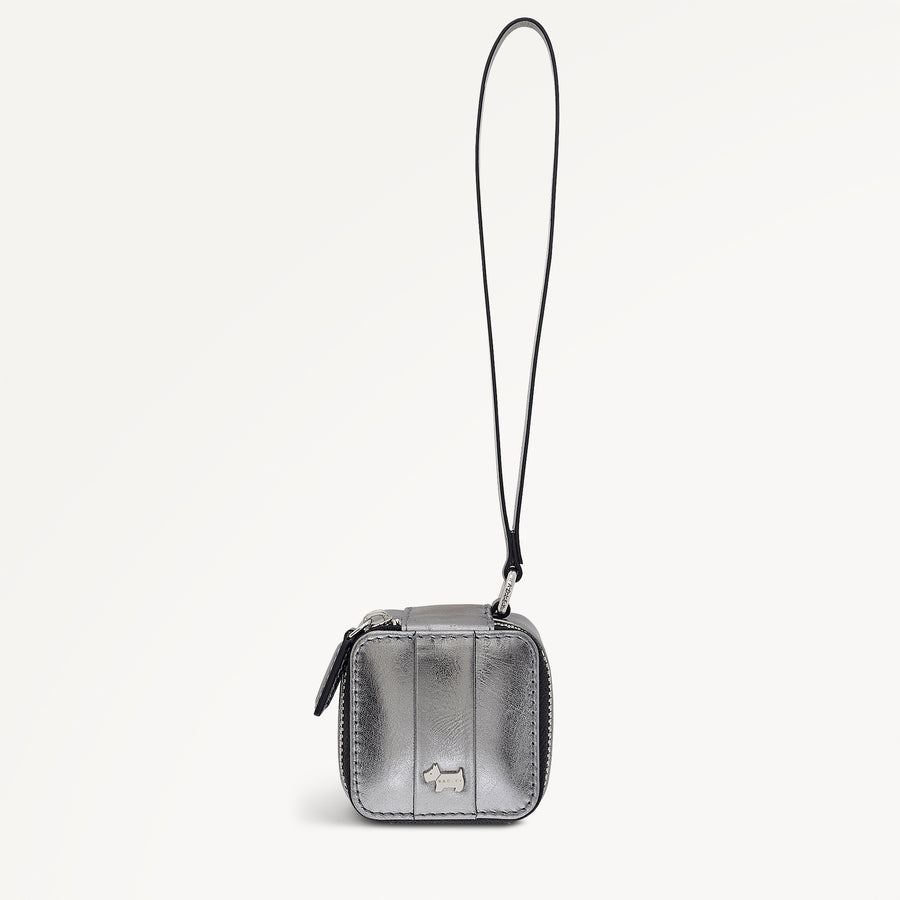Cube Charm Leather Zip Around Bag Charm