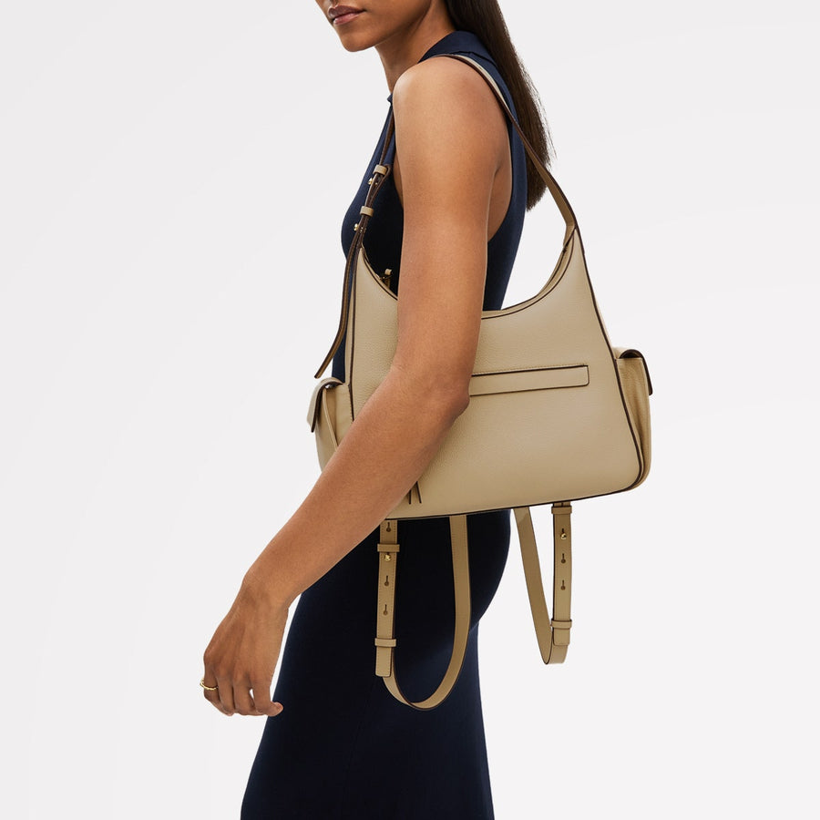 The Fitzrovia Leather Small Ziptop Backpack in Stone - 111465