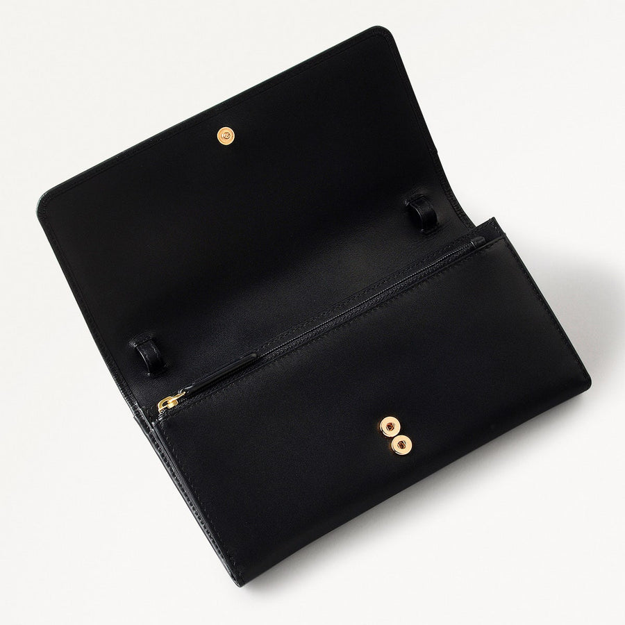 Pockets Leather Large Phone Acrossbody in Black - 16306