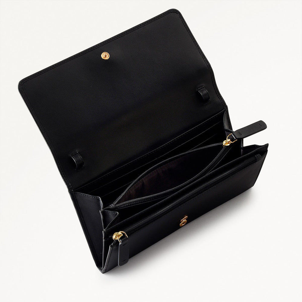 Pockets Leather Large Phone Acrossbody in Black - 16306