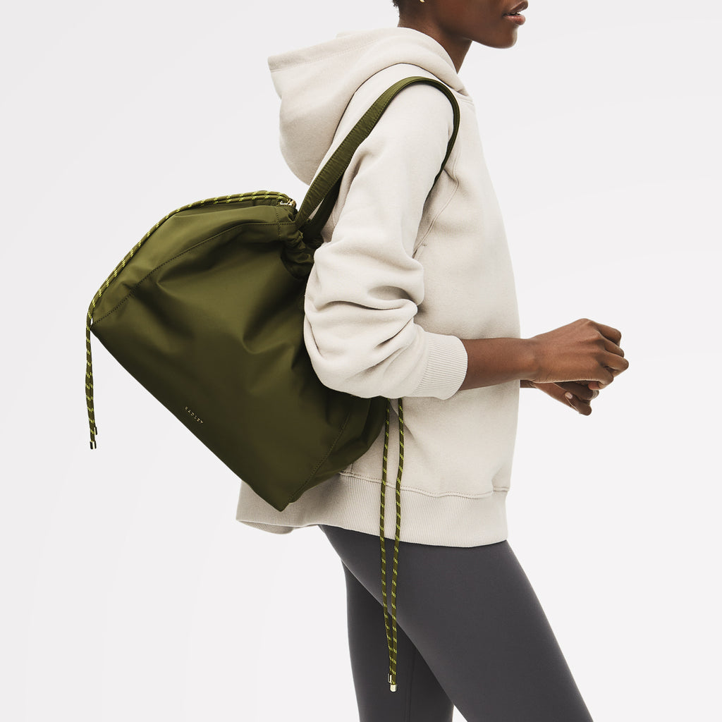 Eden Row Fabric Large Open Top Tote Bag in Khaki - 112322