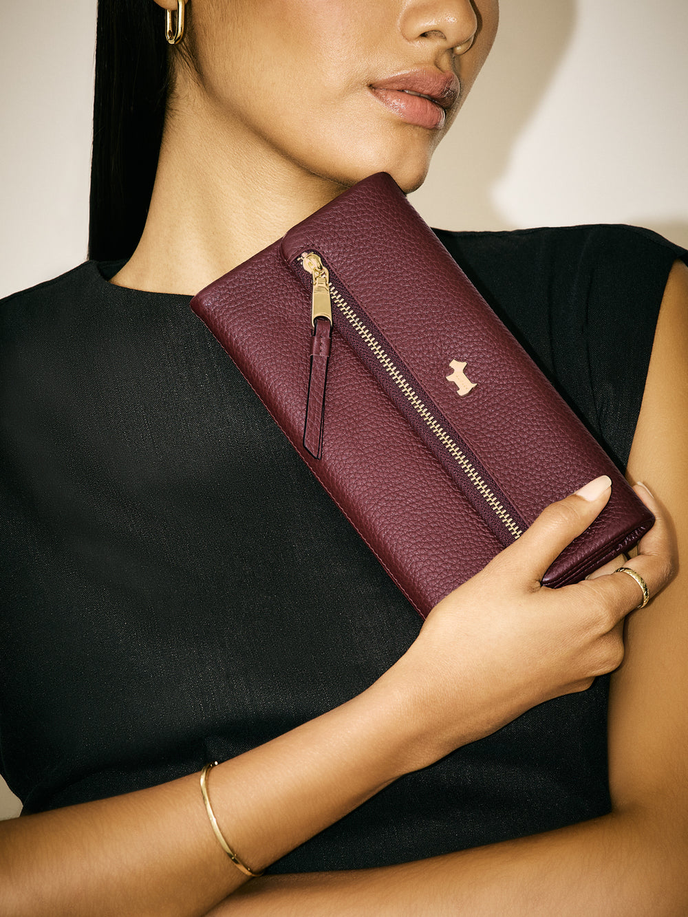 Pickwick Leather Large Flapover Wallet in Merlot - 111976