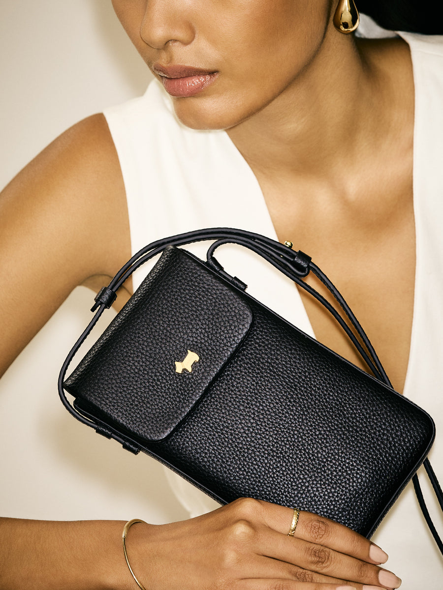 Pickwick Leather Medium Phone Cross Body Bag in Black - 111997