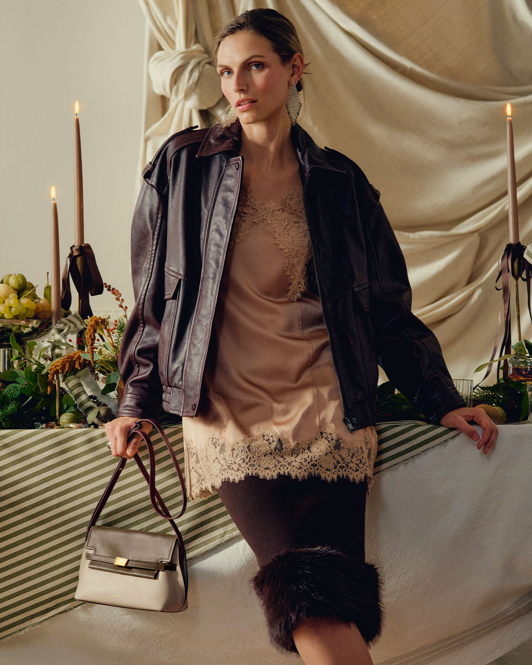 The Christina - Colourblock Small Flapover Cross Body Porcini - 113042