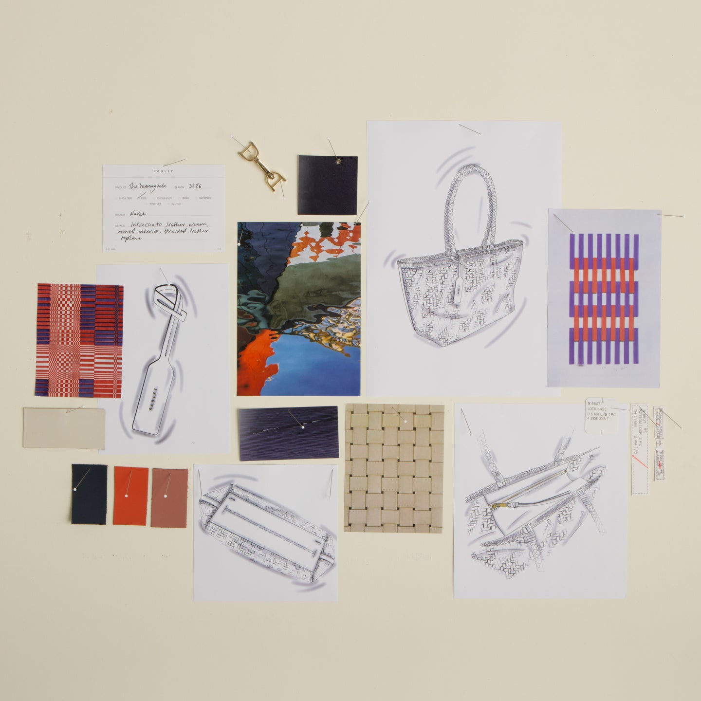 Collage of various designs and patterns on a beige background
