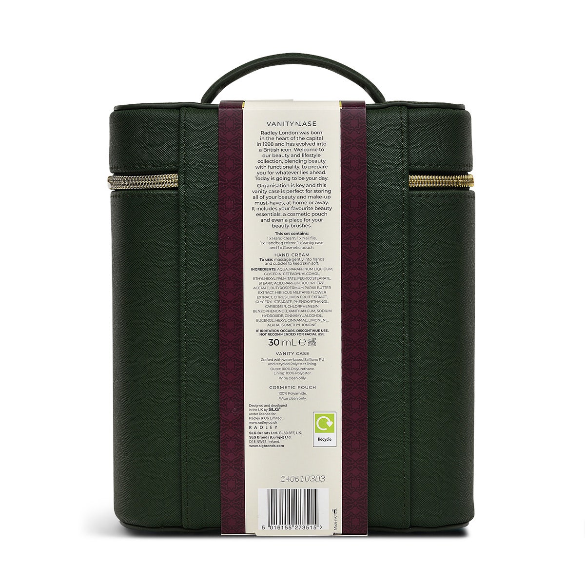 RADLEY BEAUTY VANITY CASE RACING GREEN