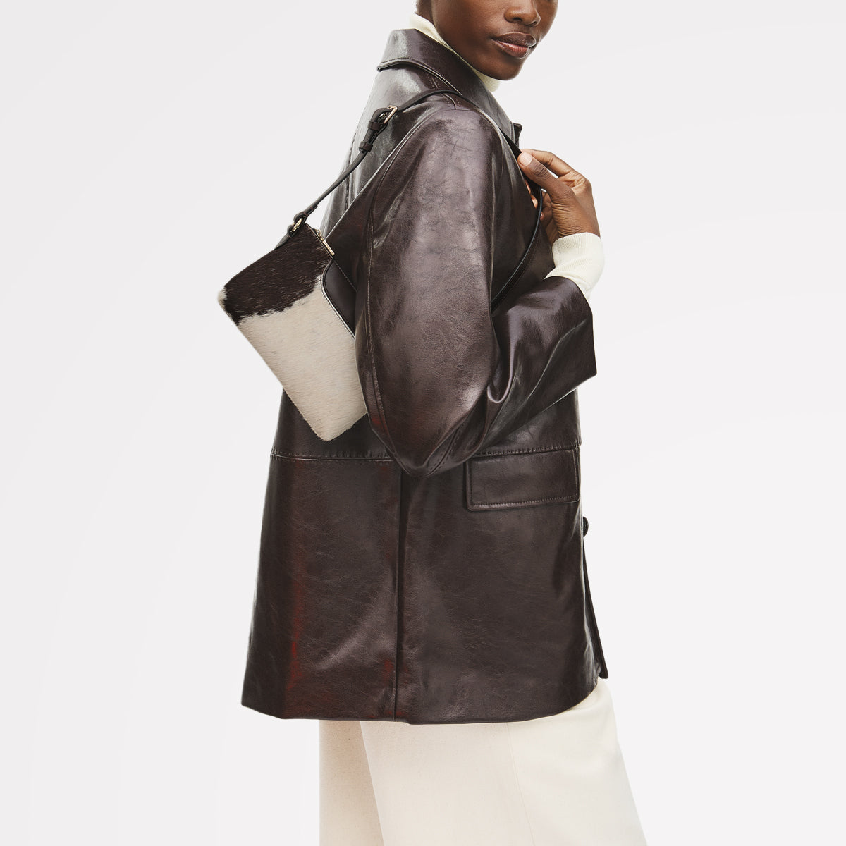 Dark Oak Mini Ziptop East-West Shoulder Bag | Pockets SS26