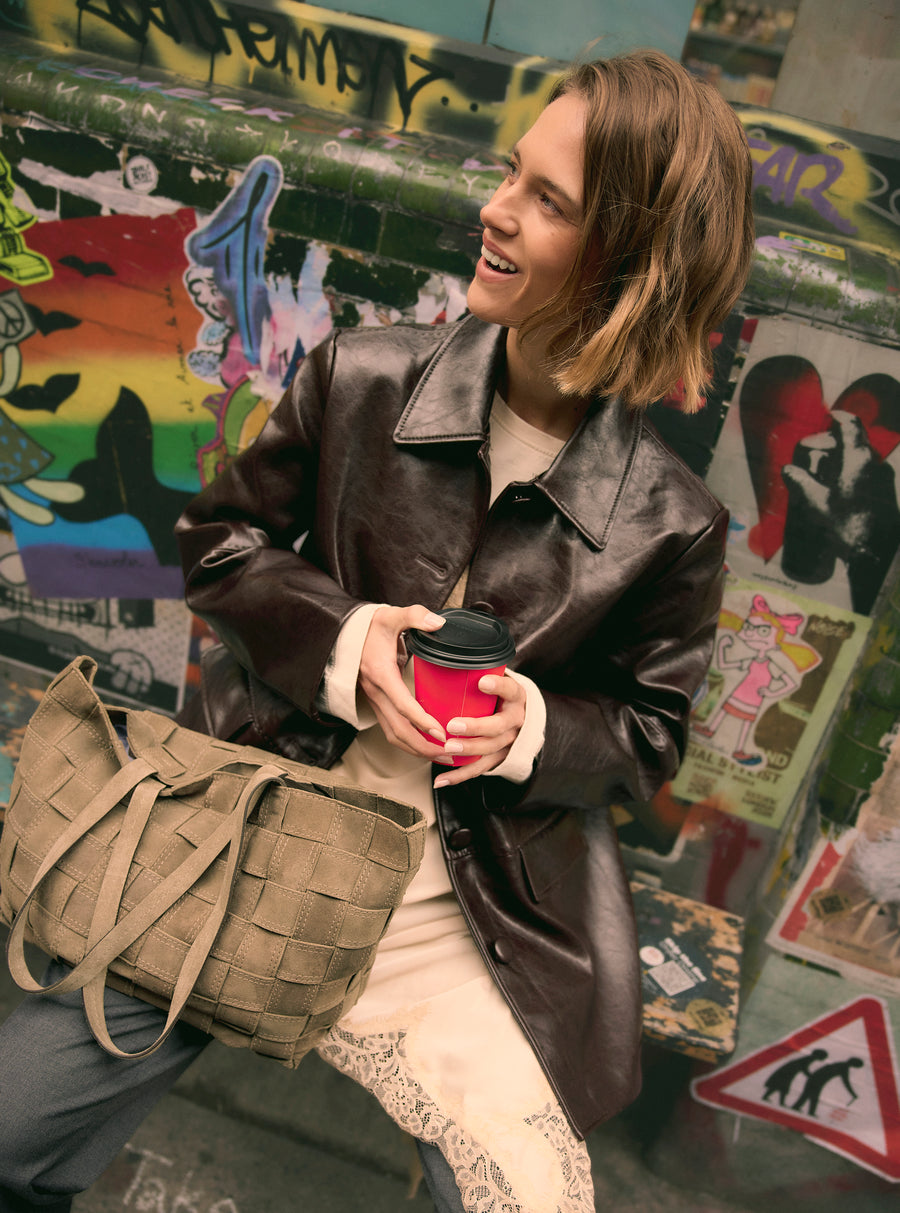 THE ABBEY LARGE OPEN TOP TOTE COFFEE - 113092