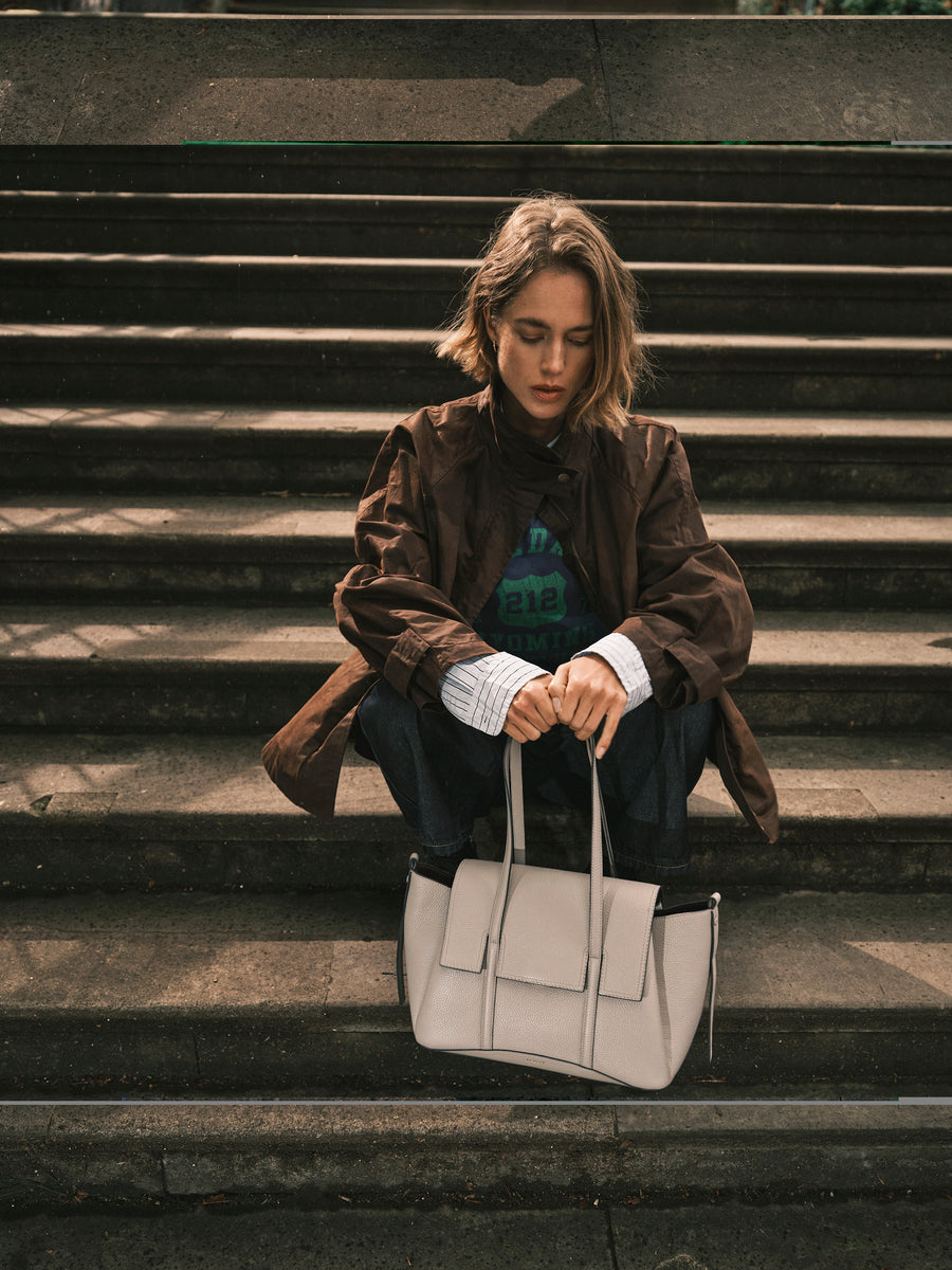 The Chancery Medium Flapover Shoulder Porcini - 113085