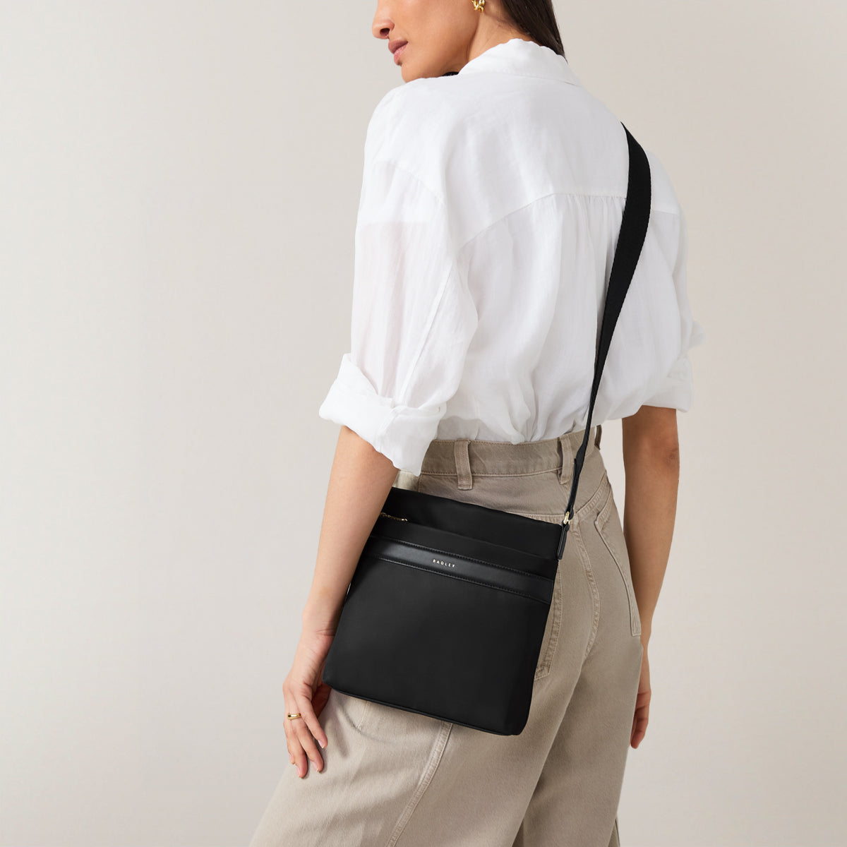 Holland Park Fabric Small Ziptop Crossbody Bag in Black - H2058001