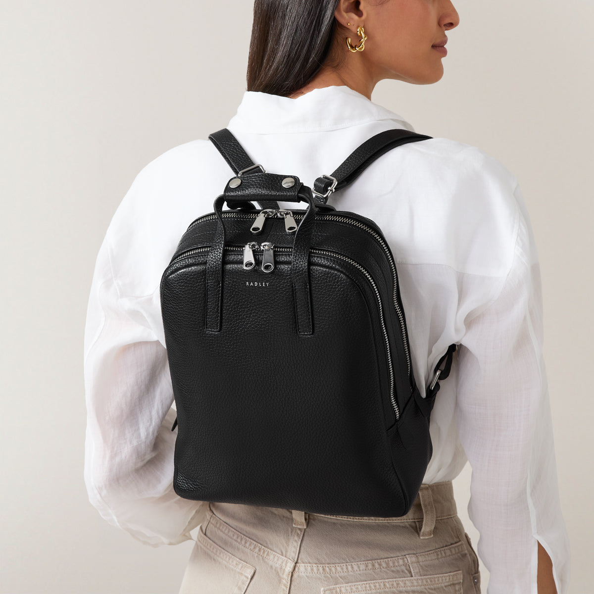 Dukes Place Leather Medium Zip Around Backpack in Black - H2475001