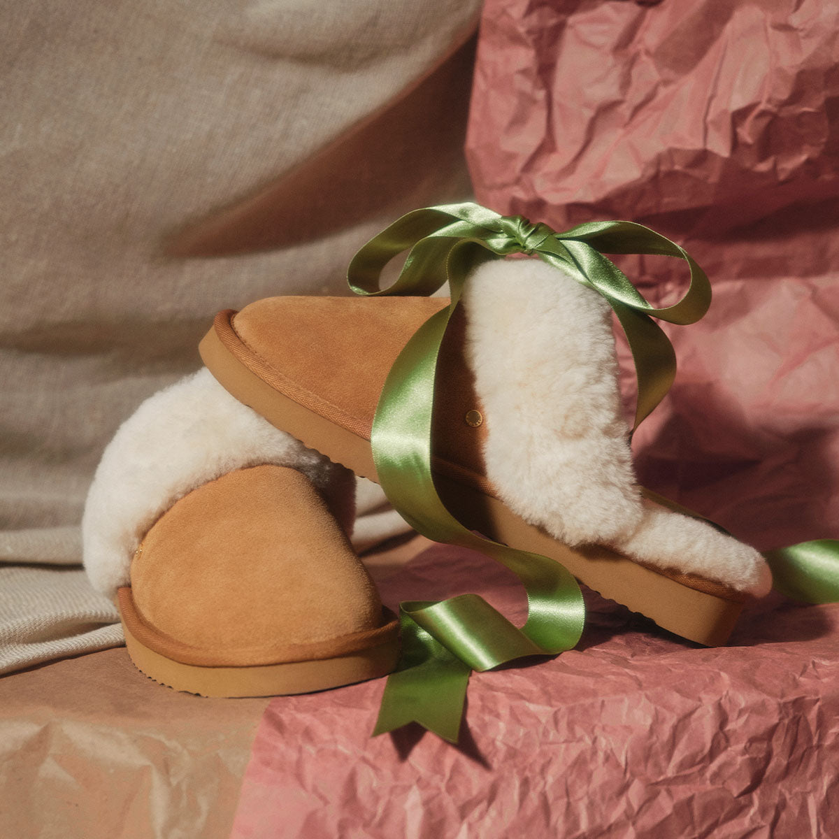 Maple Lane Classic Shearling Cuff Mule Tan - 112563