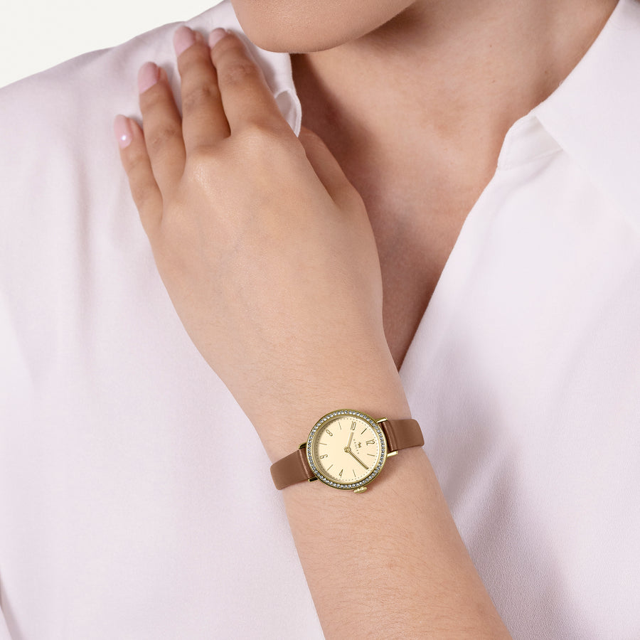 Windsor Lane 26Mm With Leather Strap Watch Cognac - RY21910A