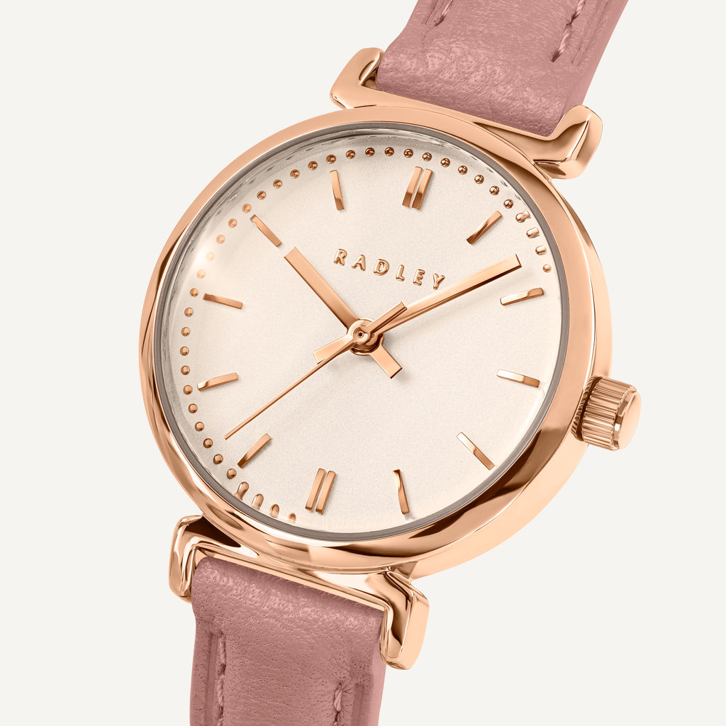 The Abbey Mni T-Bar Leather Strap Watch Carnation - RY21977