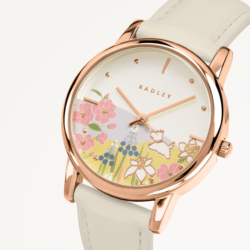 Spring Blooms Leather Strap Watch Salt - Ry22036