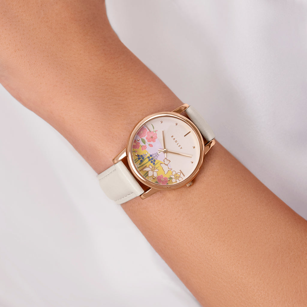 Spring Blooms Leather Strap Watch Salt - Ry22036