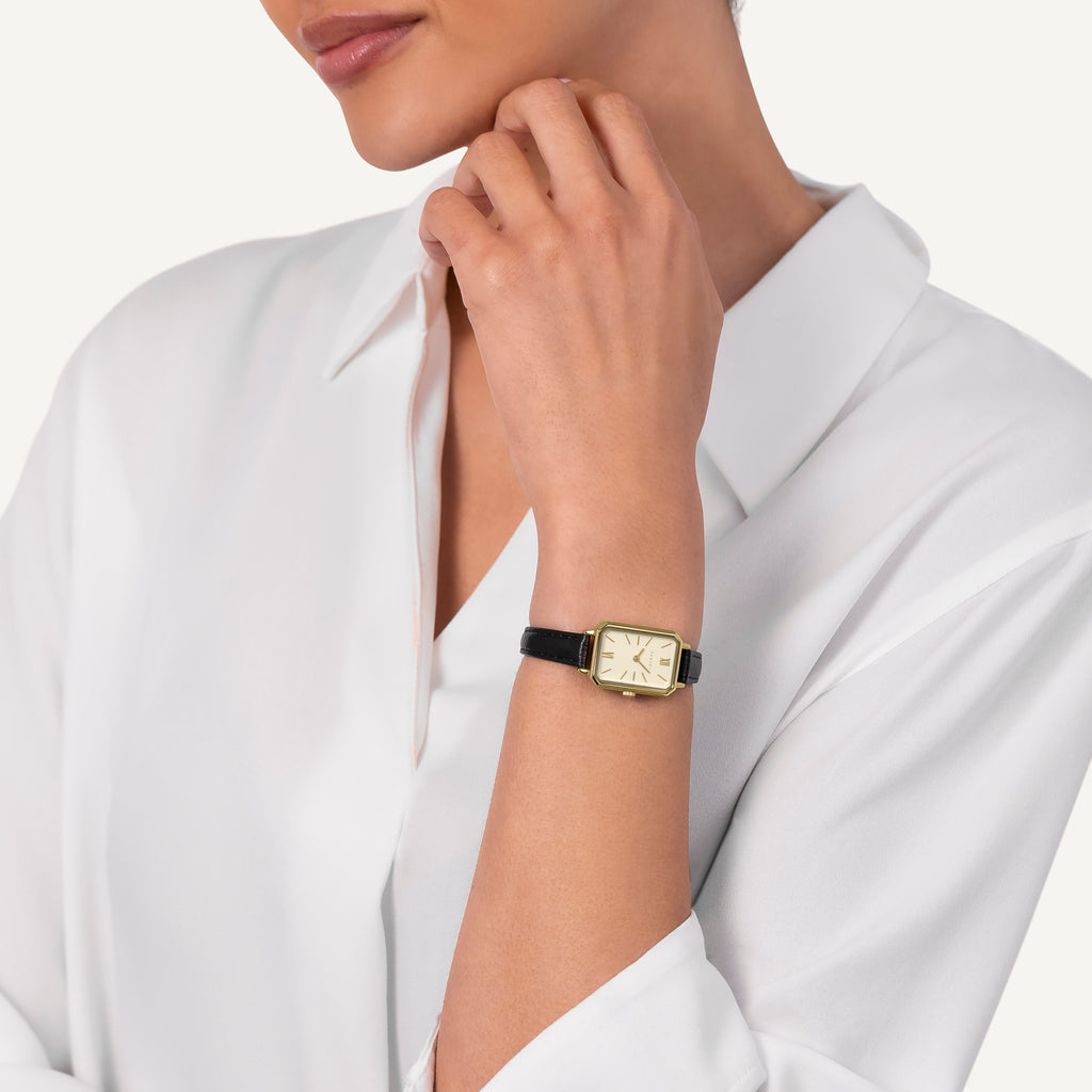 Oak Street Rectangle Black Strap Watch Black - RY22038