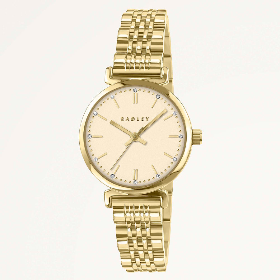 Roman Crescent T-Bar Bracelet Watch Gold - RY4672