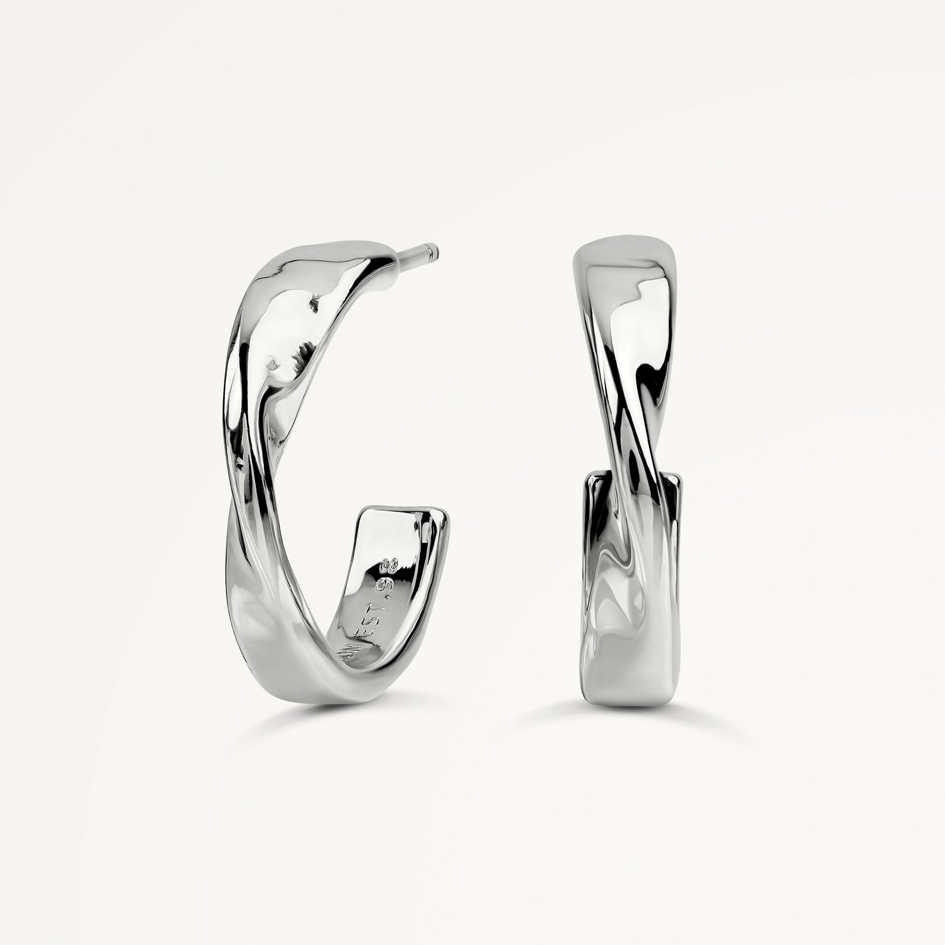 Beaton Close Hammer Hoop Earrings Silver - RYJ1555S