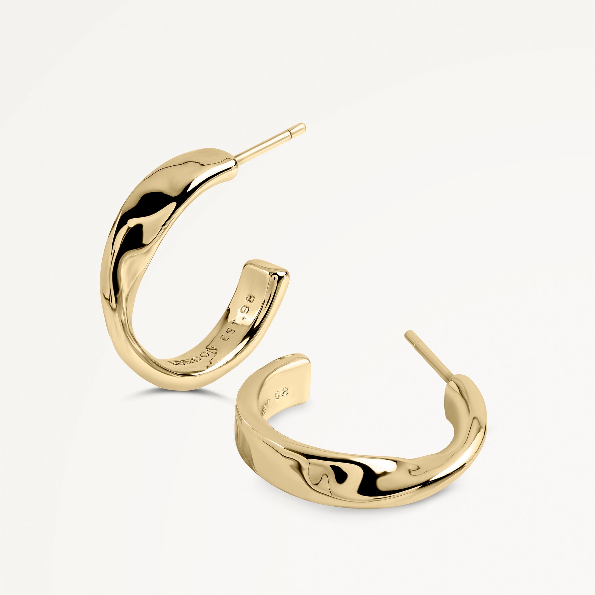 Beaton Close Hammer Hoop Earrings Gold - RYJ1556S