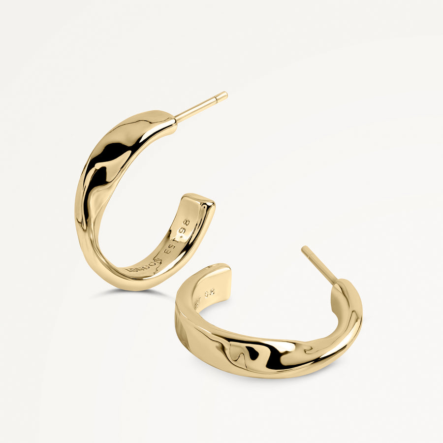 Beaton Close Hammer Hoop Earrings Gold - RYJ1556S